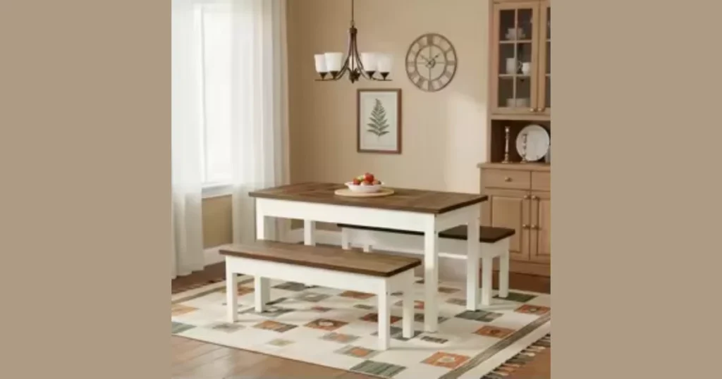 Small Dining Table with Space-Saving Bench