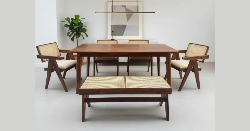 Dining Table with Bench and Chairs Combination