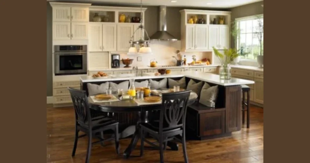 Kitchen Island with Built-In Bench Seating Dining Table