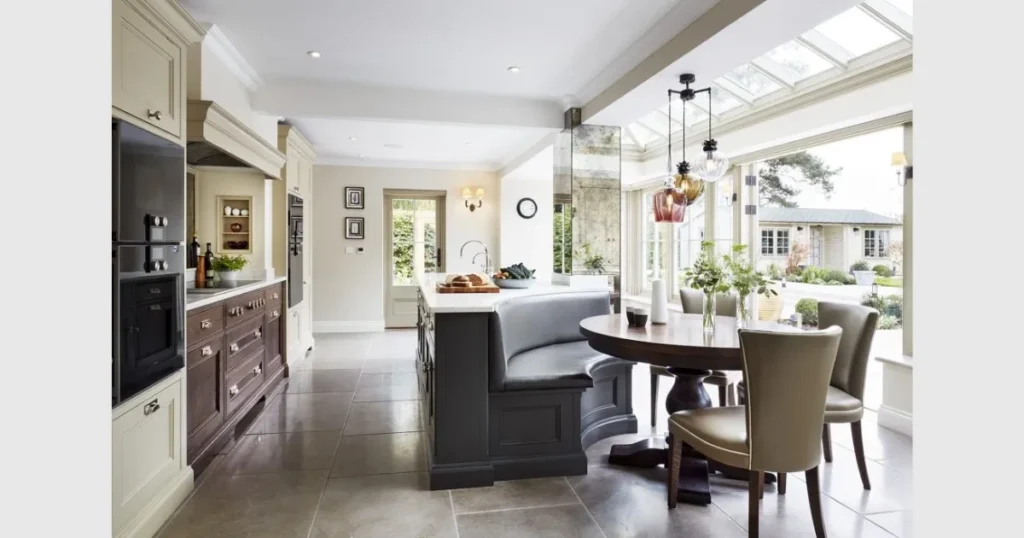 Glass-Top Dining Extension on Kitchen Island