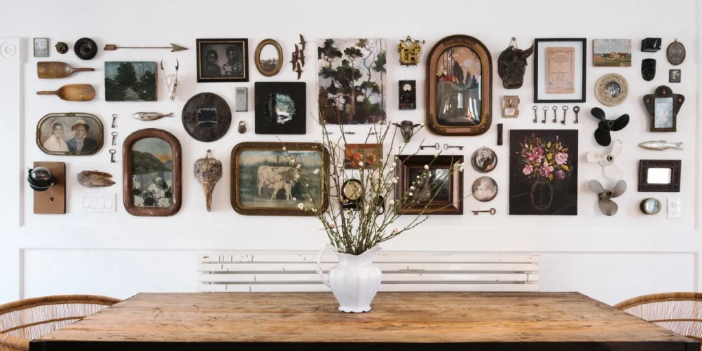 Eclectic Dining Room With a Personal Gallery Wall