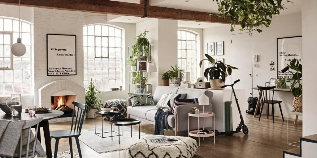 Eclectic Dining Room With Open Shelving or a Styled Sideboard