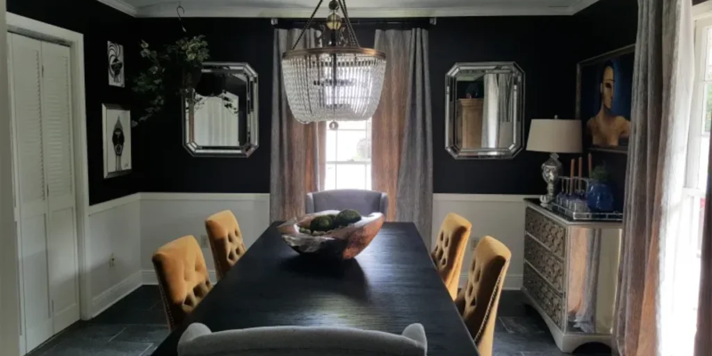 Eclectic Dining Room Using Color in a Controlled Way