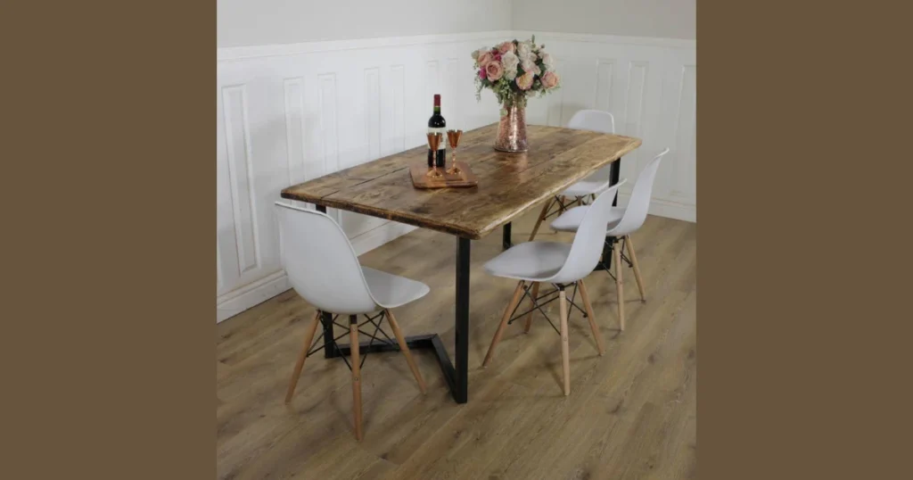 Industrial Style 78 Inch Dining Table with Reclaimed Wood