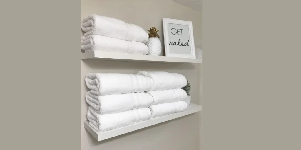 Floating Shelves for Folded Towel Storage