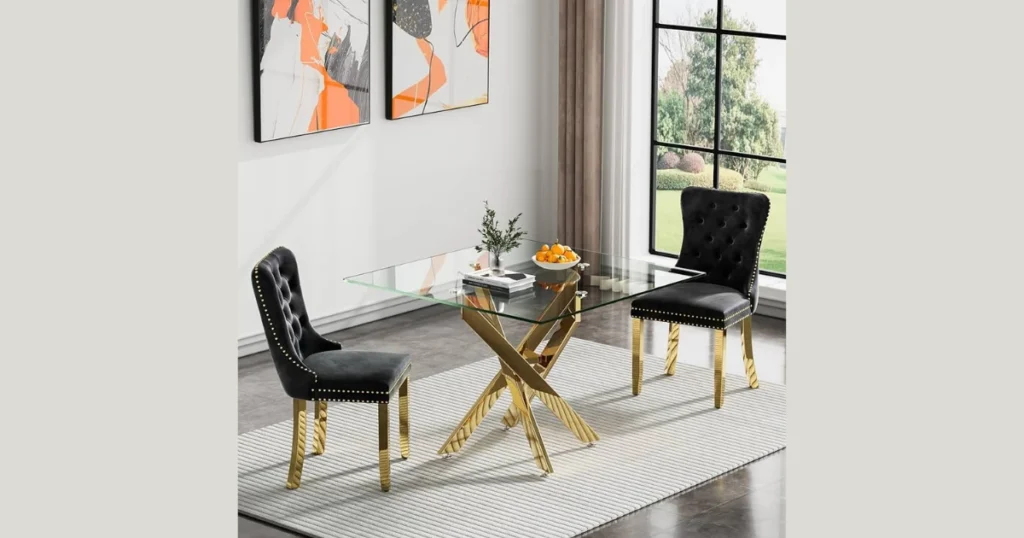 Glass Top Dining Table with 2 Chairs for Modern Look