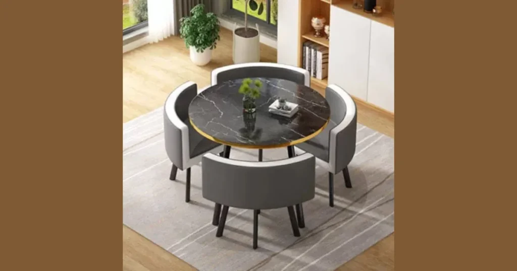 Modern Round Dining Table for 4 with Compact Design
