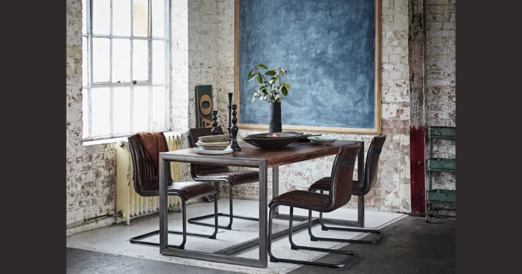 Industrial Style Dining Table with 2 Chairs for Urban Homes