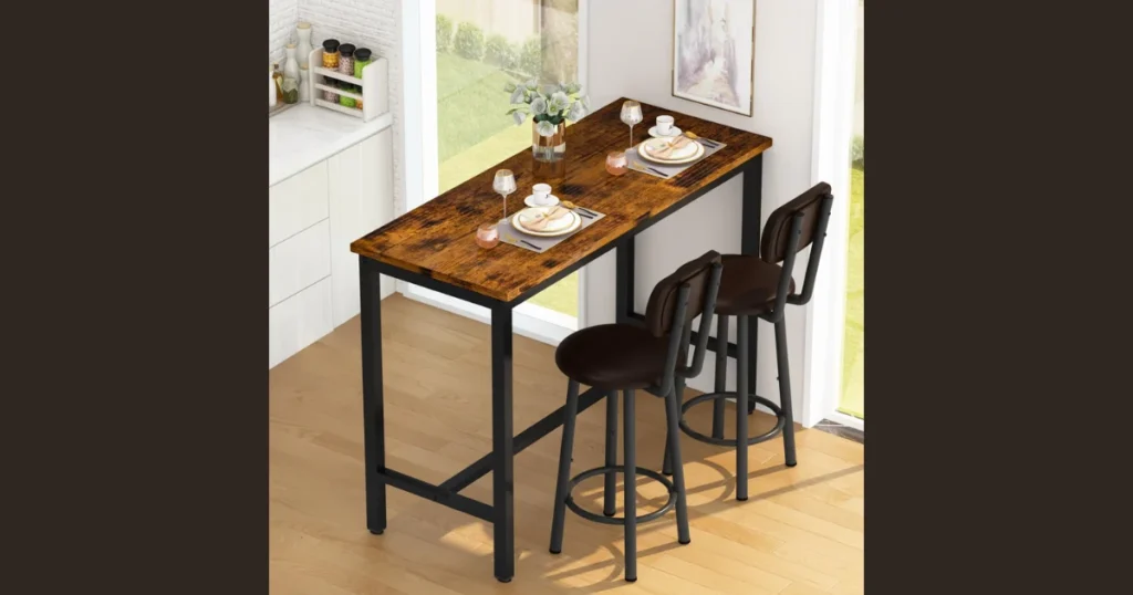 Bar Height Dining Table with 2 Chairs for Compact Dining Areas