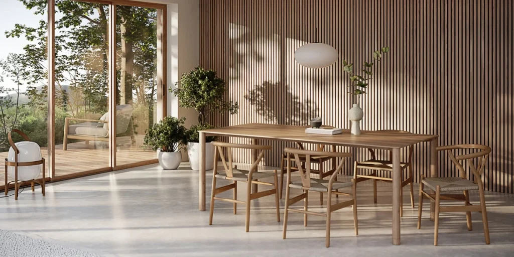 Full Wall Wood Paneling for Warm Dining Rooms