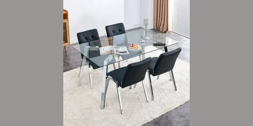 Glass Table with Upholstered Chairs