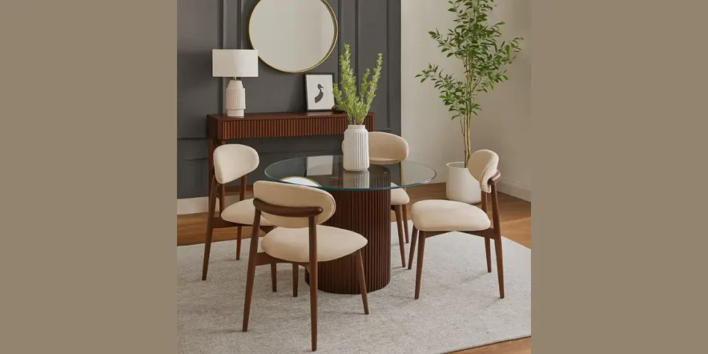 Glass Top Mid-Century Dining Table