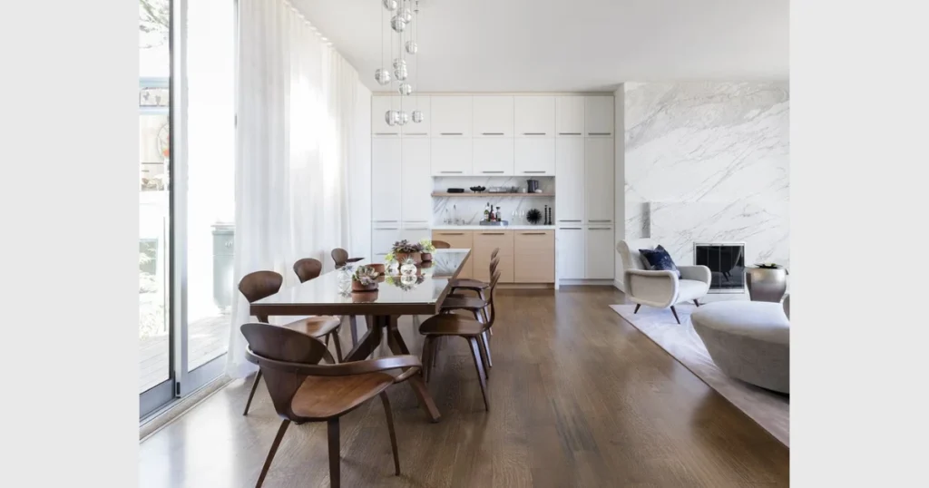 Modern Minimalist Dining Room Console Table Setup