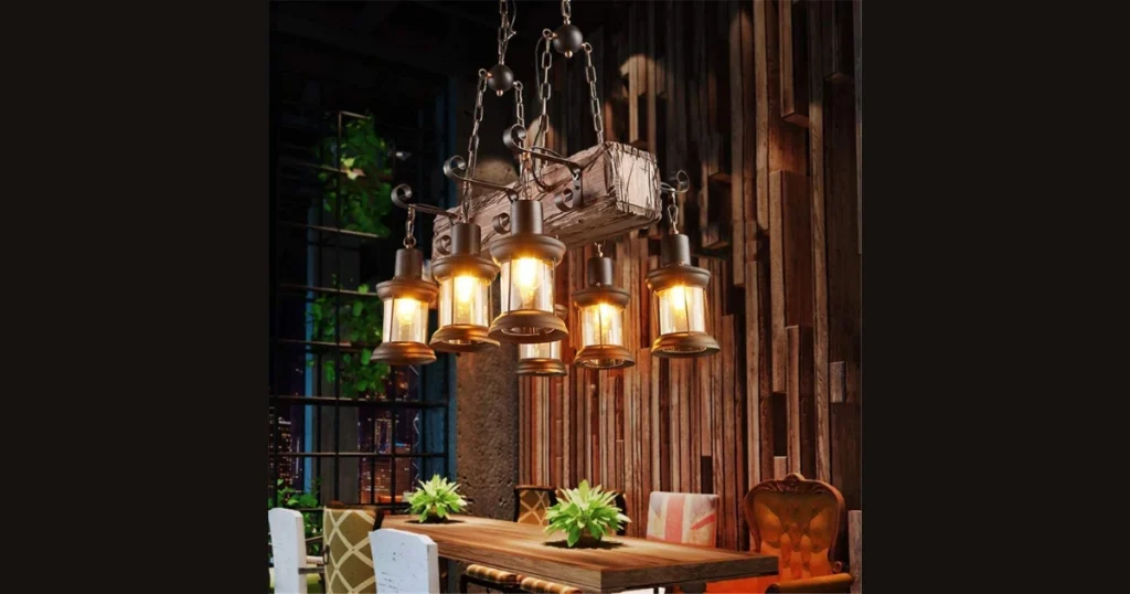 Farmhouse Wooden Beam Hanging Light
