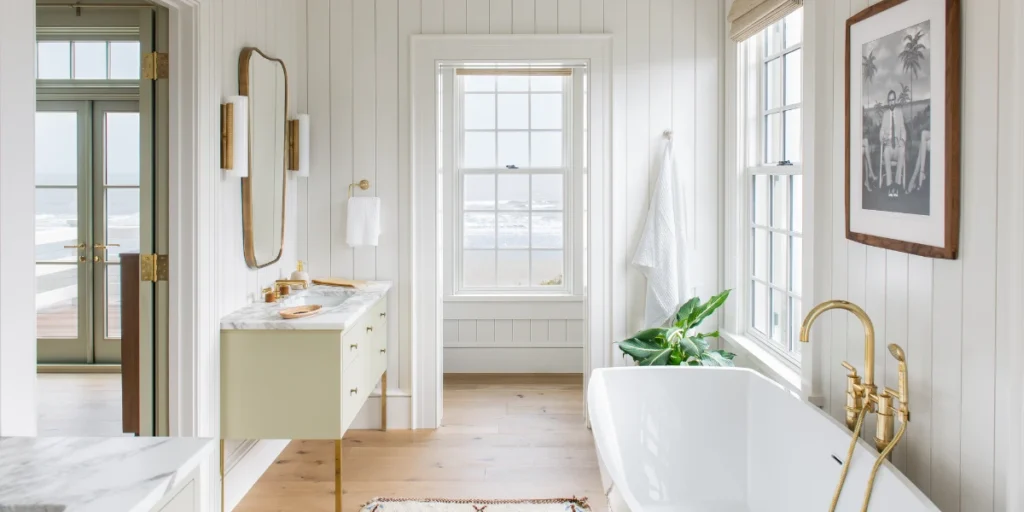 Light Gray Bathroom Shiplap for a Modern Feel