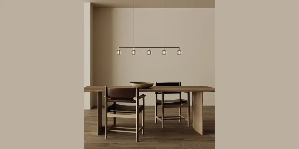 Linear Pendant Over a Rectangular Table