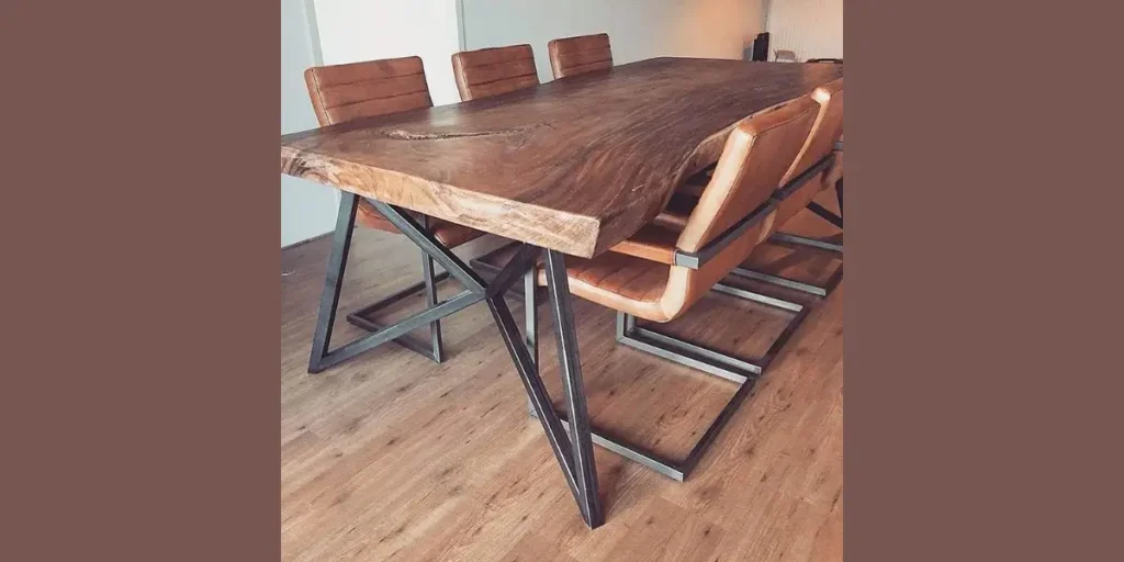 Live Edge Wood Industrial Table