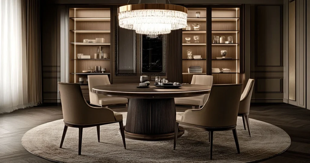 Symmetrical Layout with Centered Statement Lighting