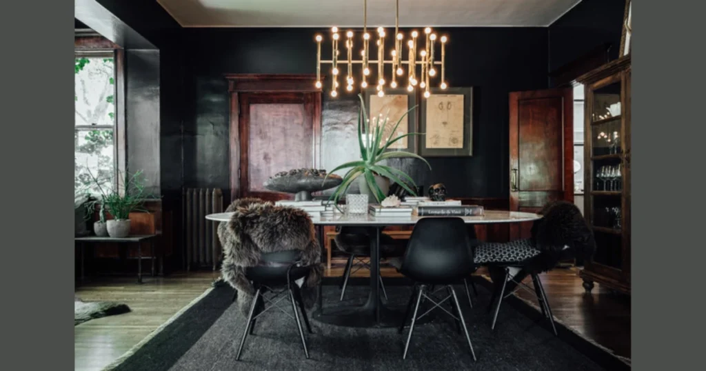 Dark and Moody Elegant Dining Room Design