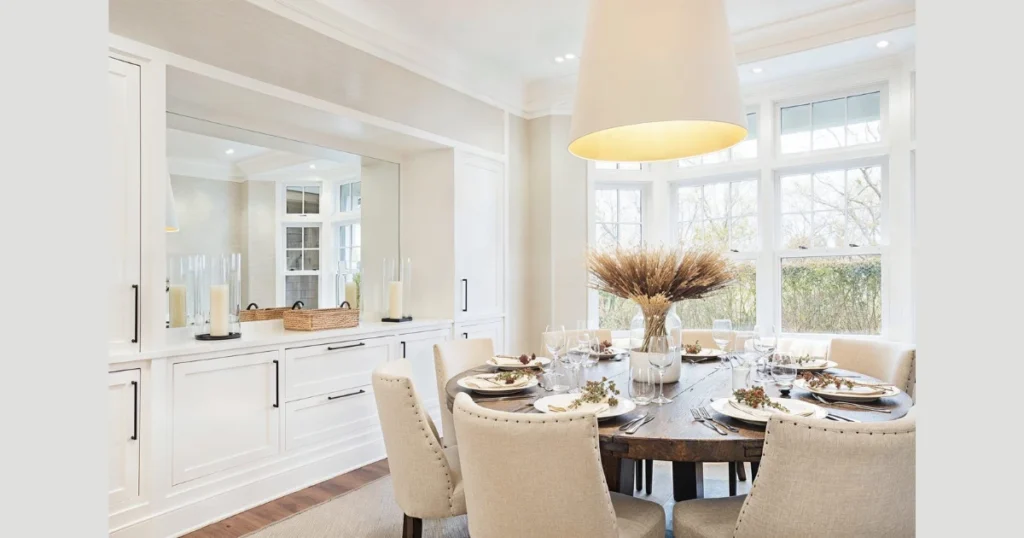 Timeless White and Beige Elegant Dining Room Design