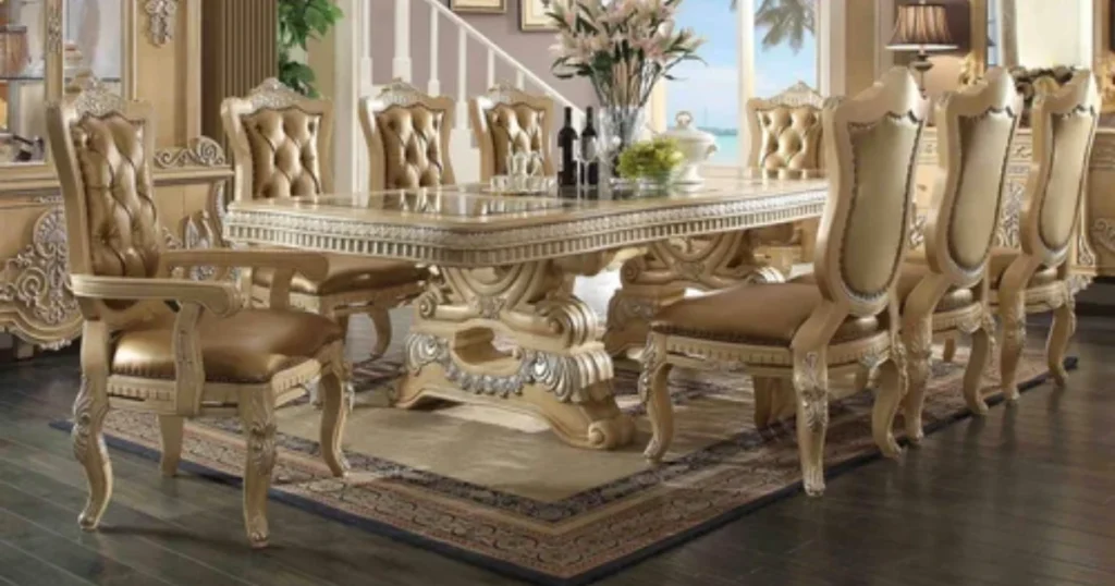Traditional Carved Wooden Dining Table for 10