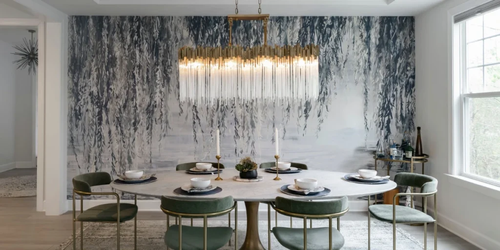 Mixed Material Farmhouse Dining Room Lighting