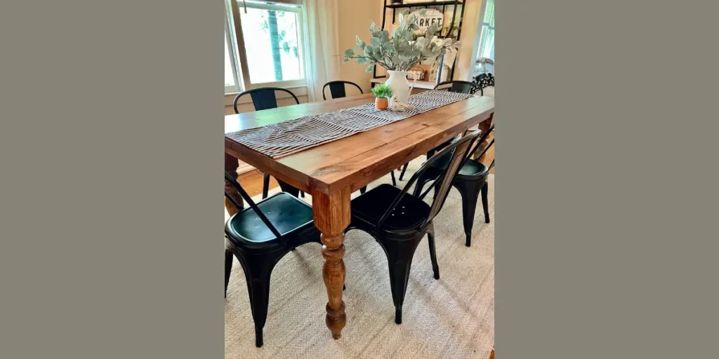 Modern Farmhouse Dining Table with Metal Legs