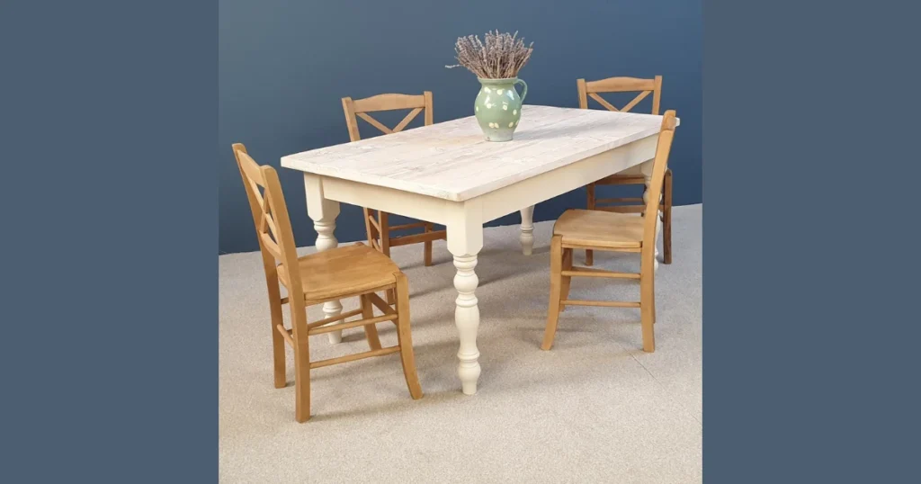 Farmhouse Dining Table with Painted and Natural Chairs