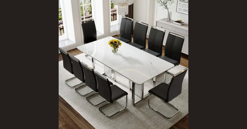 Modern Dining Table with Black and White Chairs