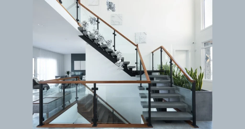 Modern Glass Stair Railing for a Bright and Open Space