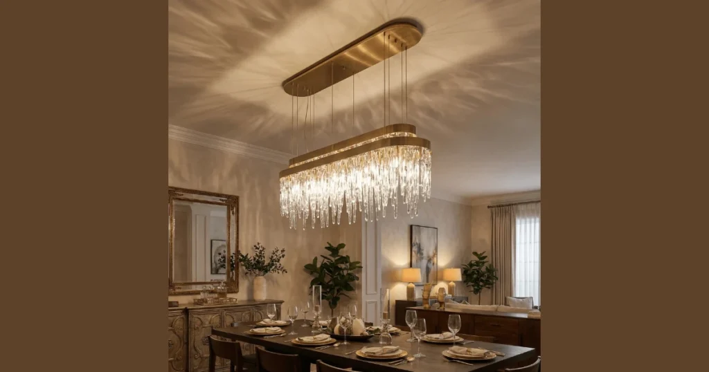Gold or Brass Dining Room Chandelier for Warm Elegance