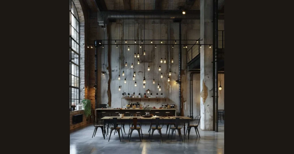 Industrial Dining Room Chandelier with Exposed Bulbs