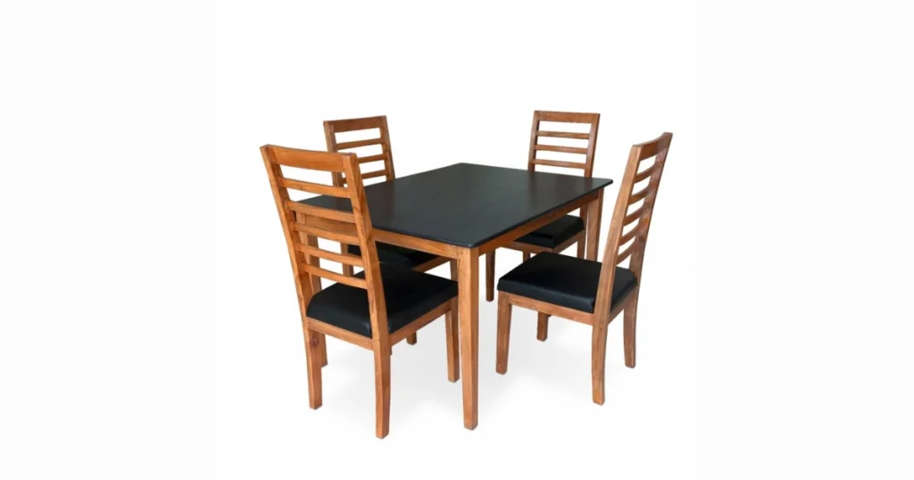 Modern Wooden Dining Table with 4 Chairs