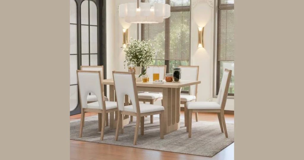 Farmhouse Dining Table for 6 with Rustic Finish