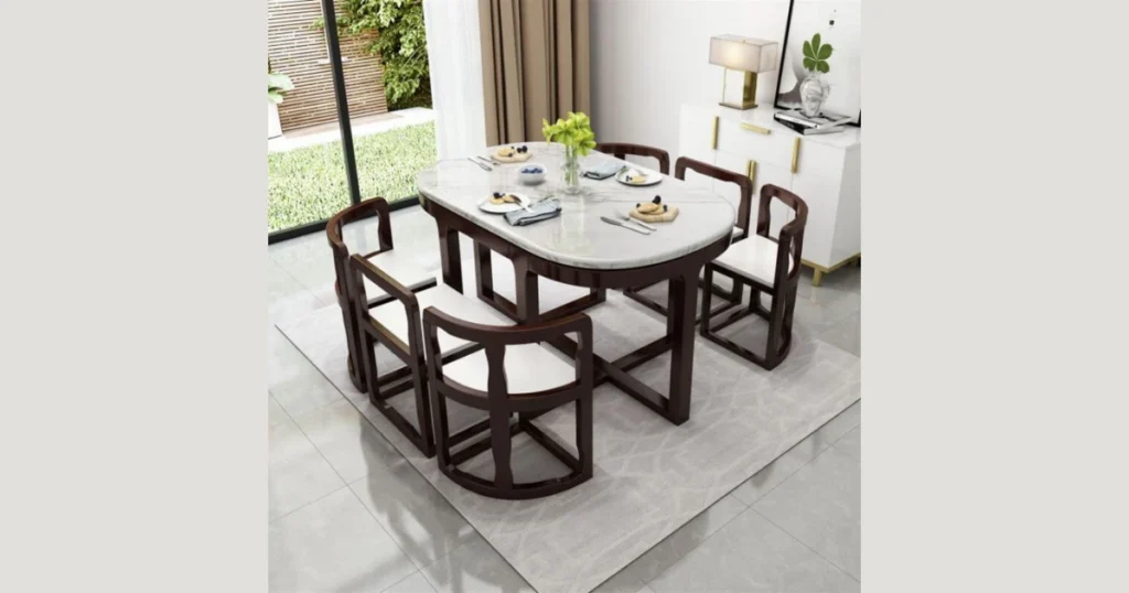 Space Saving Dining Table for 6 with Bench Seating