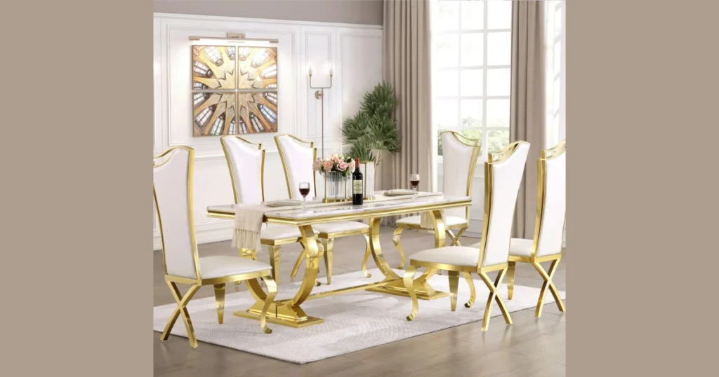Luxury Upholstered Dining Set for 6