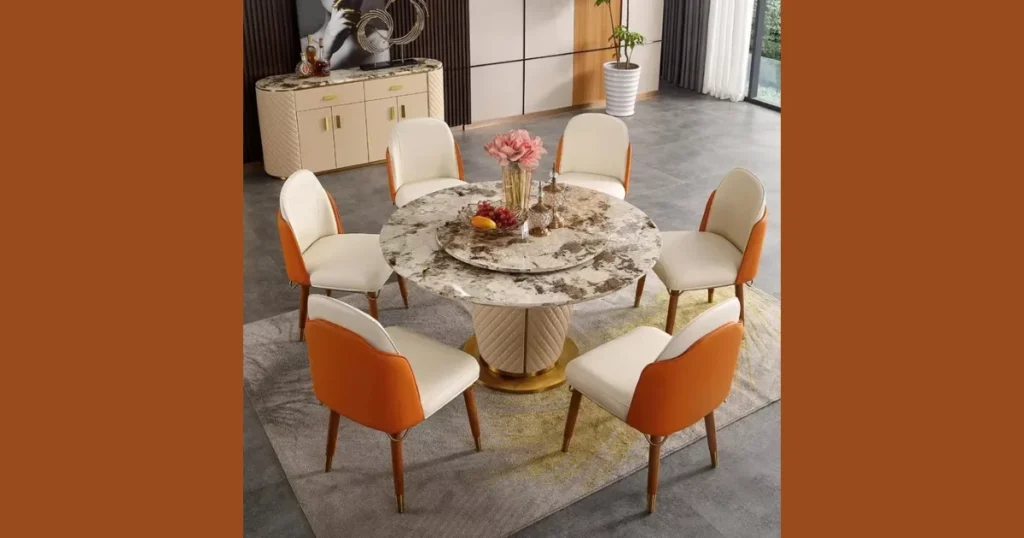 Marble Top Dining Table with 6 Chairs for a Premium Look