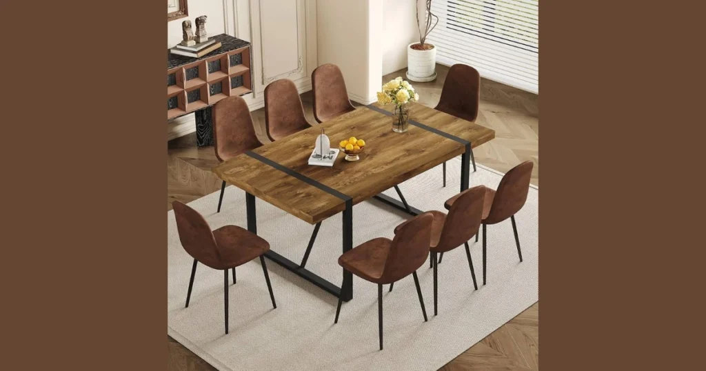 Modern Rectangular Wooden Dining Table for 8