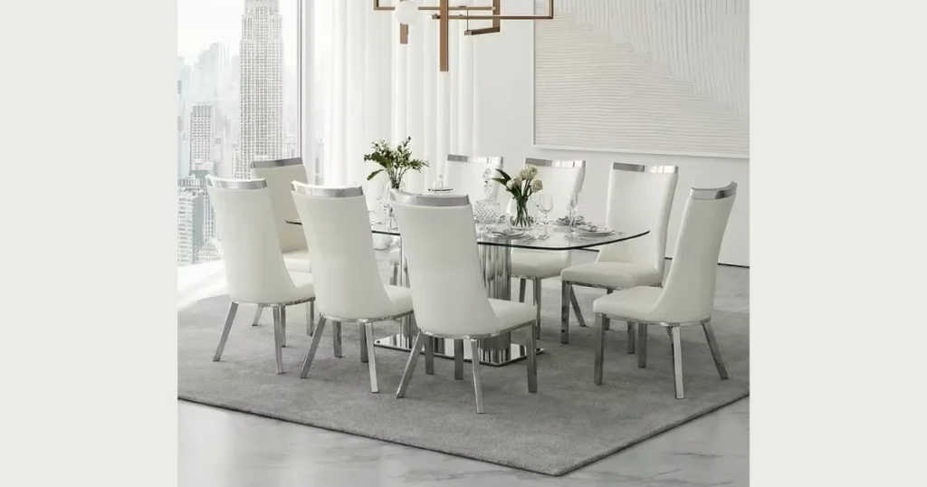 Glass Top Dining Table for 8