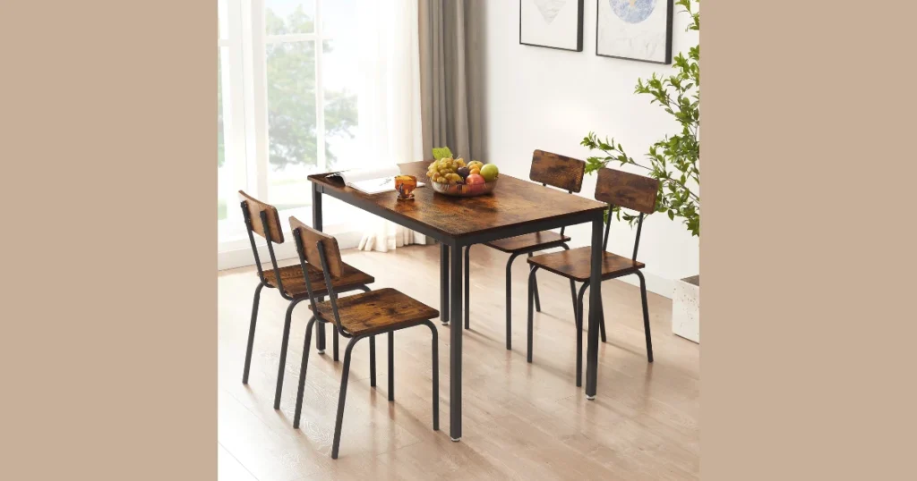Industrial Style Dining Table with 4 Chairs