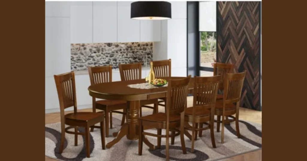 Oval Dining Table with 8 Chairs for Soft and Elegant Lines