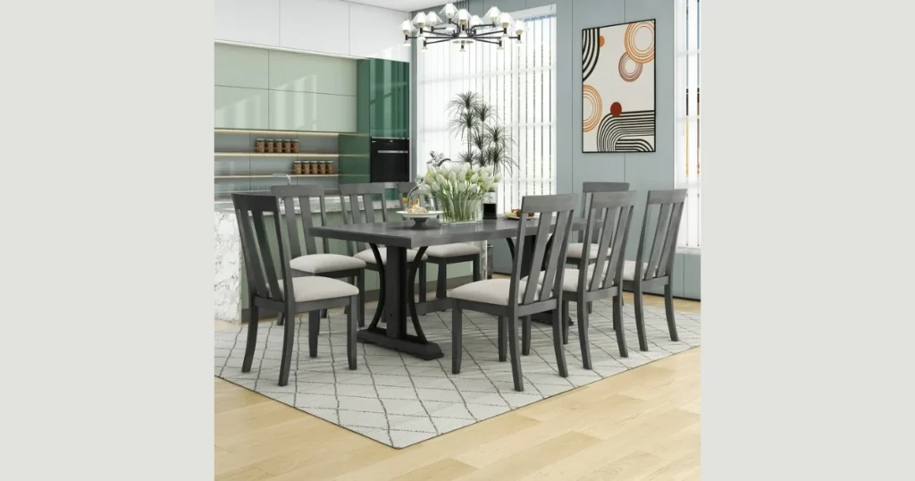 Industrial Style Dining Table with 8 Chairs