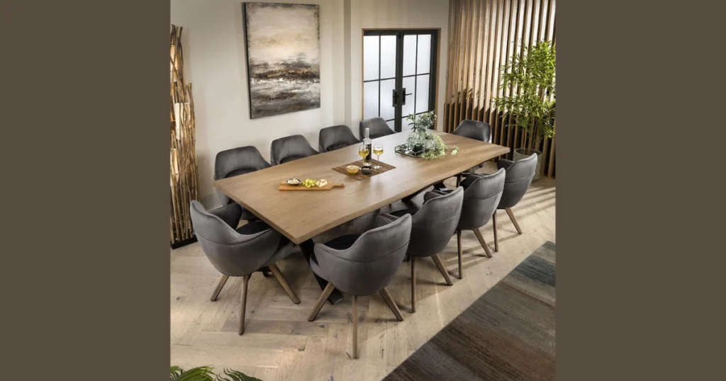 Solid Wood Rectangular Dining Table for 10