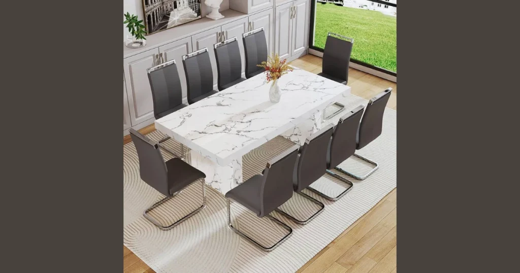 Marble Top Dining Table for 10 Seater Setup