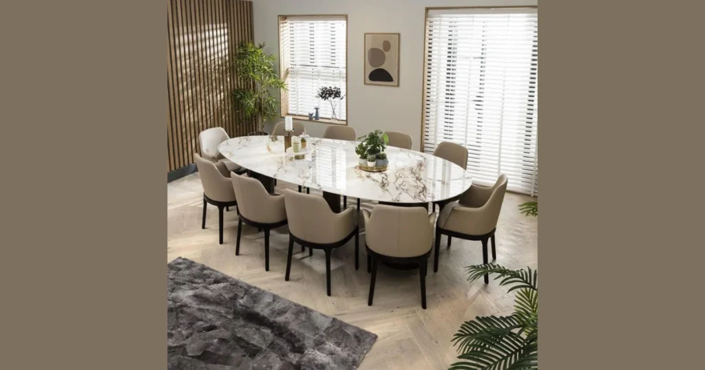 Oval Dining Table for 10 Guests