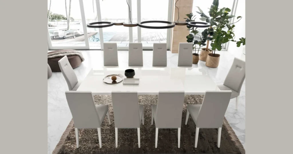 Contemporary High Gloss Dining Table for 10