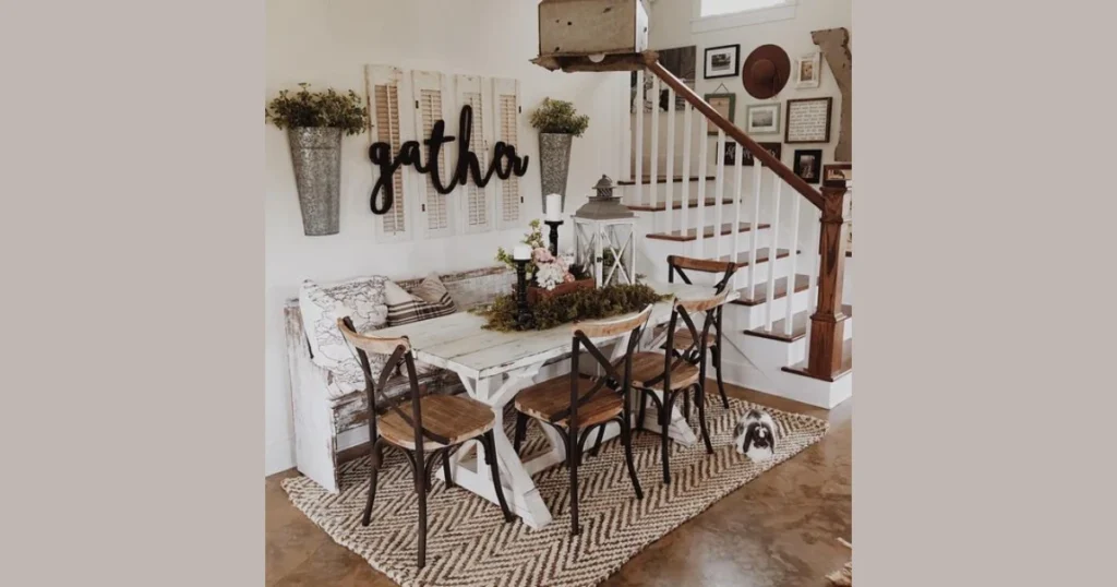 Farmhouse Dining Table with 4 Chairs for a Warm Family Feel