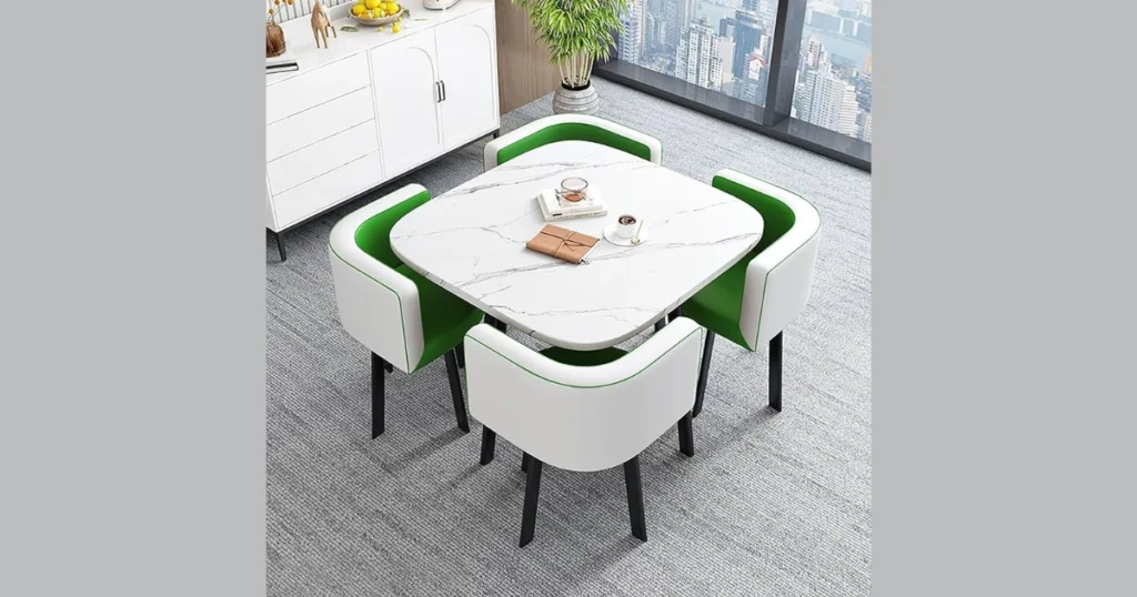 Compact Square Dining Table with 4 Chairs