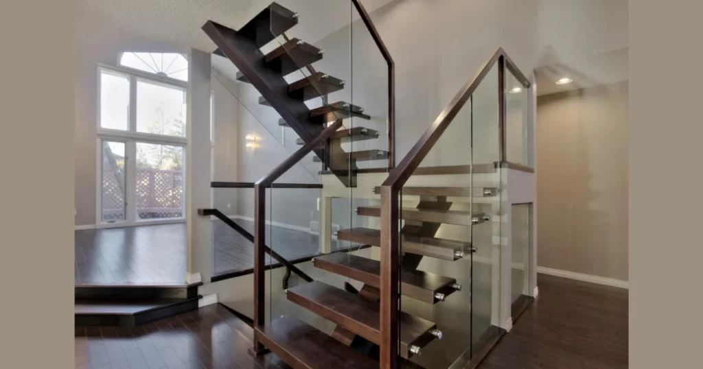 Glass Panel Railing for Indoor Stairs