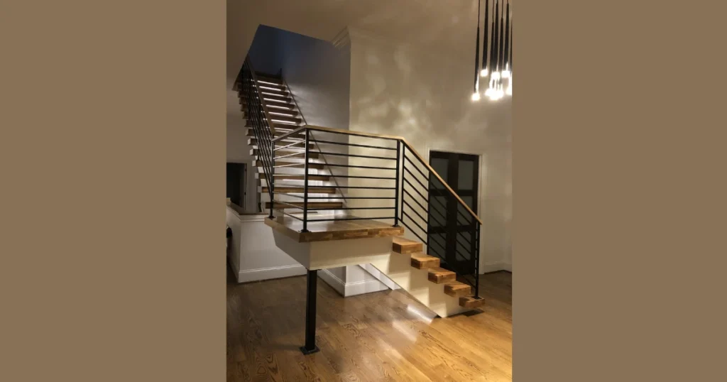 Modern Wooden Railing for Indoor Stairs
